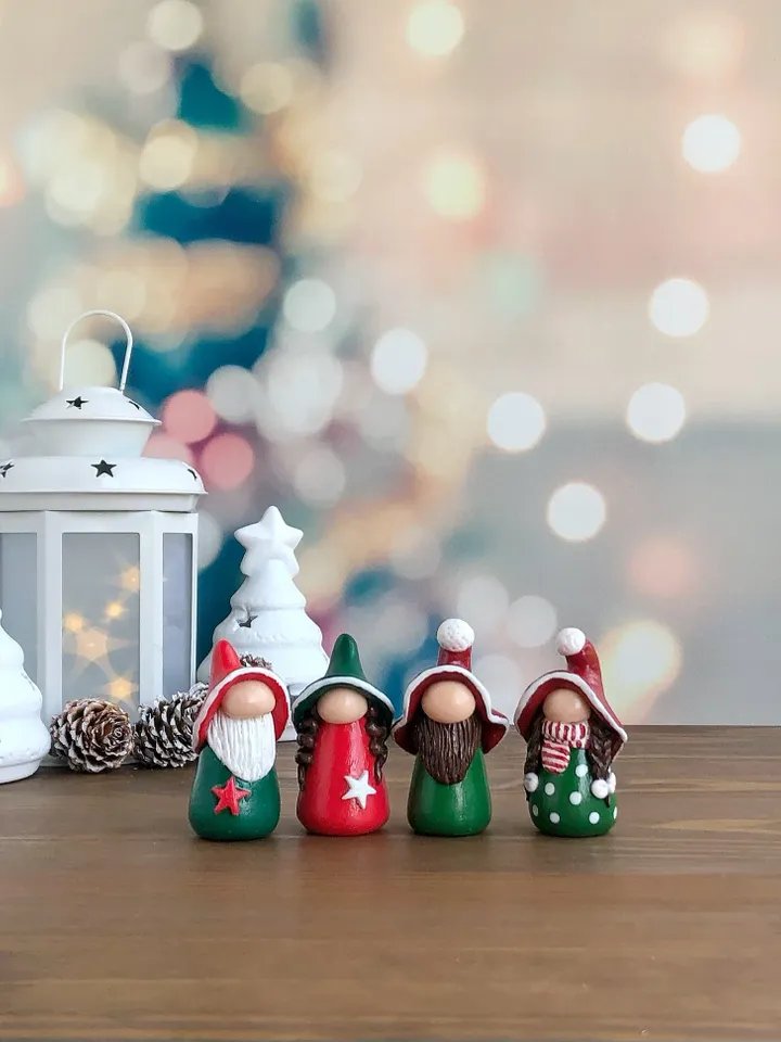 Christmas figurine gnome, Christmas decor, Plant decorations for pots, Mini gnome Grinch, Miniature gnomes Santa, Fairy