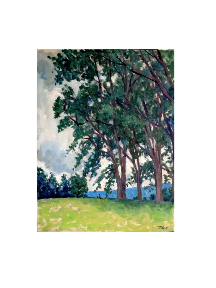 Original Tanglewood Landscape Painting - From Ozawa Hall- 9x12 Oil on Panel, American Impressionist Landscape Painting, Signed Original