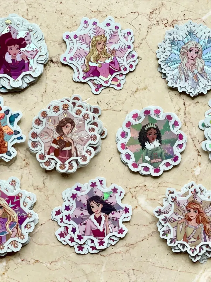 11 Princess Snowflake Sticker Bundle| Hydroflask Sticker | Laptop Sticker | Sticker | Small Gift | Holographic