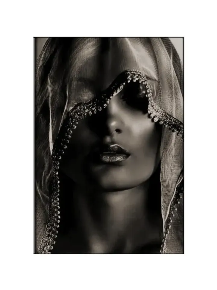 Veiled Woman Print on Canvas , Floating Frame Option, Modern Wall Art, Extra Large Canvas Wall Art
