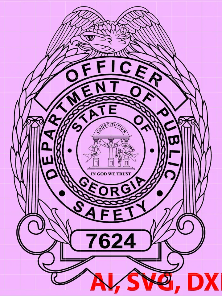 Georgia Public Safety Officer Badge, Logo, Seal, Custom, Ai, Vector, SVG, DXF, PNG,