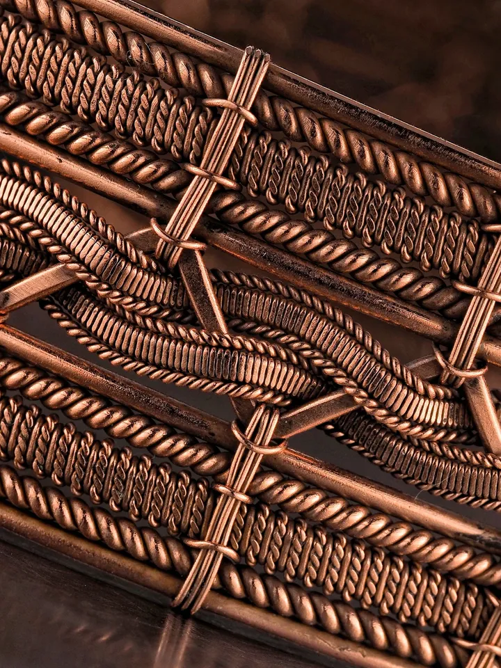 Copper wire choker Wire wrapped collar necklace for woman Woven wire Unique design Festive jewelry for lady WireWrapArt