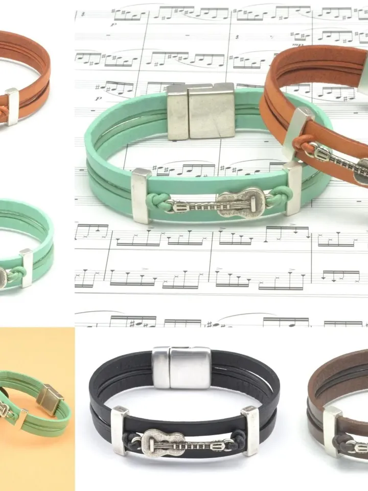 Music Bracelet, Treble Clef Bracelet, Music Teacher Gift, Men Women Leather Bracelet, Music Gifts, Treble Clef Charm, Piano Teacher Gift