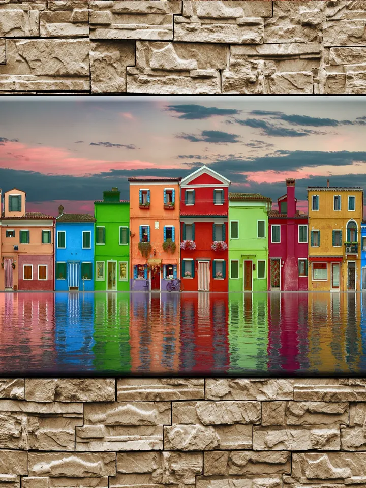 HOME VIEW Print on Canvas , Floating Frame Option, Modern Wall Art, Extra Large Canvas Wall Art