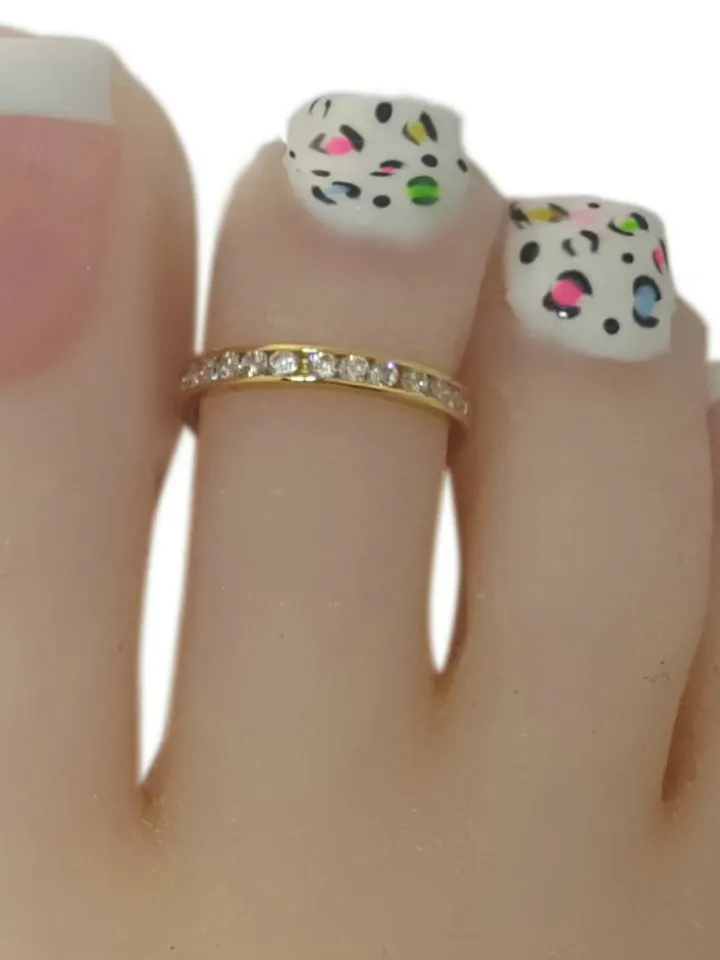 Gold Toe Ring, Gold Thumb Ring, Toe Rings, Gold Eternity Clear Crystal Toe Ring, Eternity Thumb Ring, Wedding Band, Ring Guard, Size 1 to 10