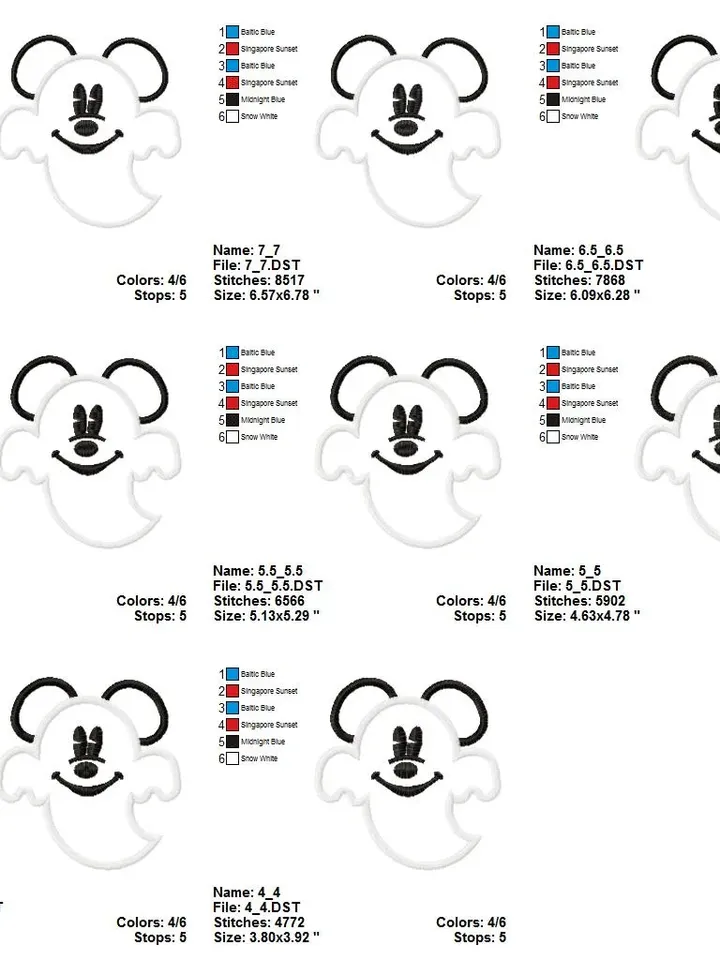 Halloween Mouse Ghost Machine embroidery applique design