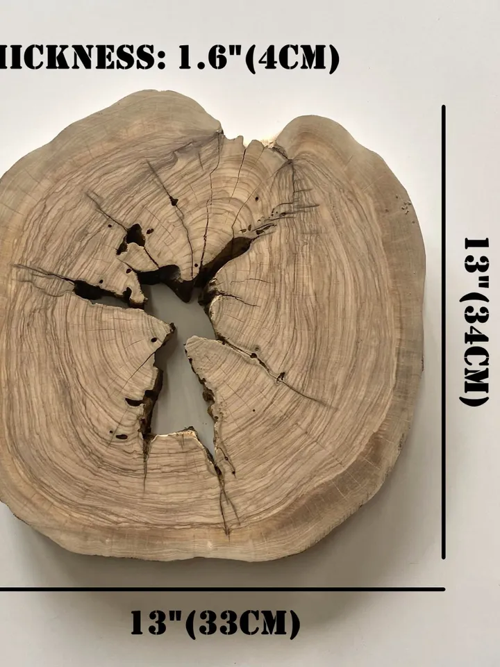 Live Edge Olive Wood Slab, 13"x13"x1.6" Tree Slice, Epoxy Resin Wood, DIY Wood Art, Wood Burl