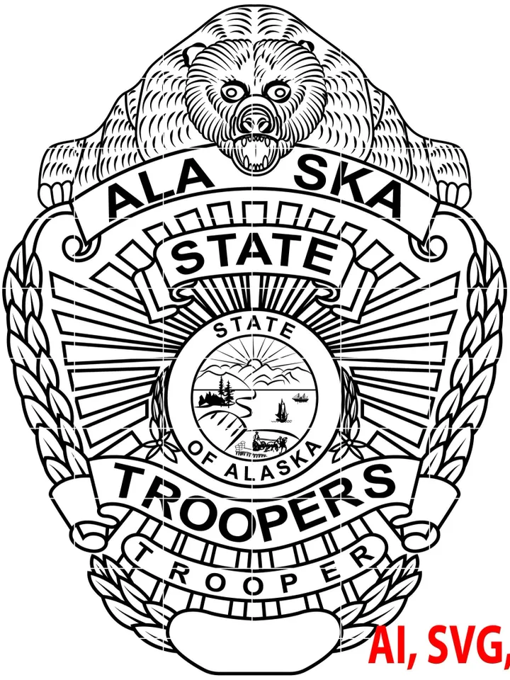 Alaska State Troopers Badge, Logo, Seal, Custom, Ai, Vector, SVG, DXF, PNG, Digital