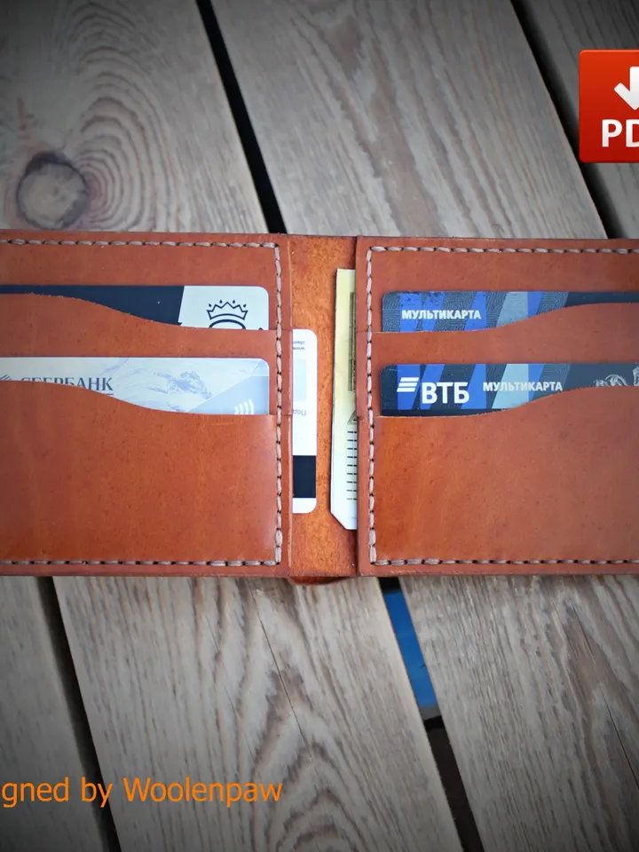 PDF leather template to make a Bi-fold wallet. BF4