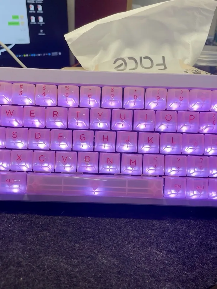 Pink Clear keycap Backlight keycap Transparent keycap Mechanical keyboard keycap Keycap set White keycap