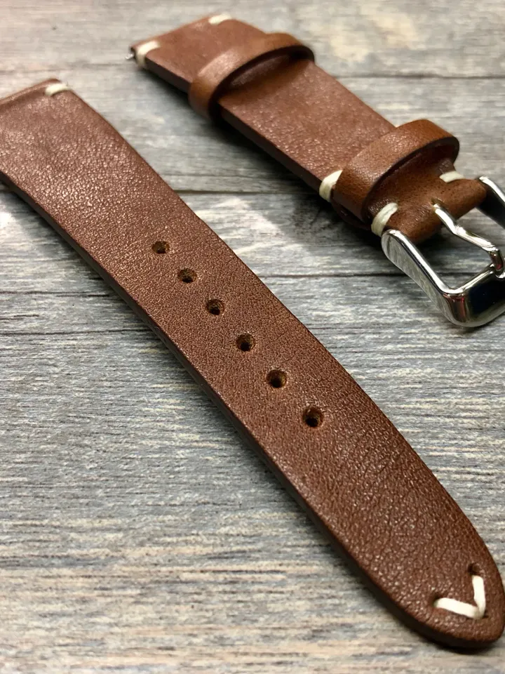 Leather Watch Strap, 20mm mens watch strap, Brown Watch Strap, New Year Gift for husband, Leather watch strap 19mm, Custom Watch band