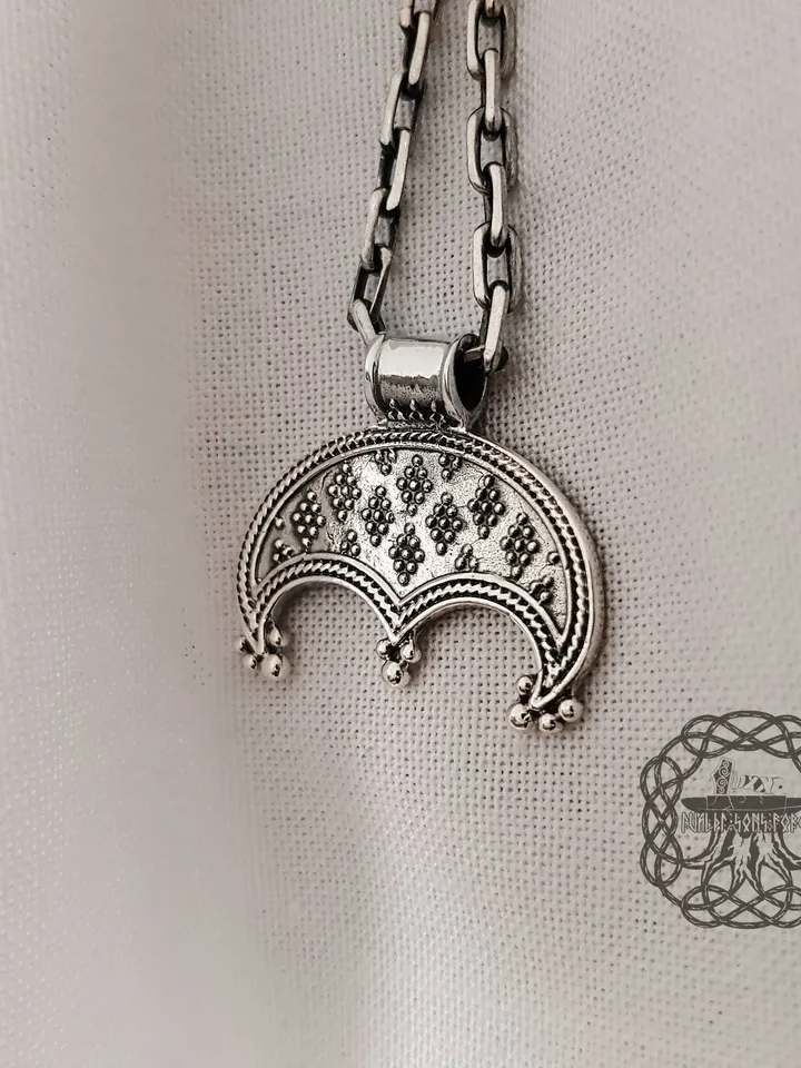 Viking Lunula Pendant, Sterling Silver Lunula Necklace, Viking Jewelry For Women, Norse necklace, Viking Pendant, Viking Women