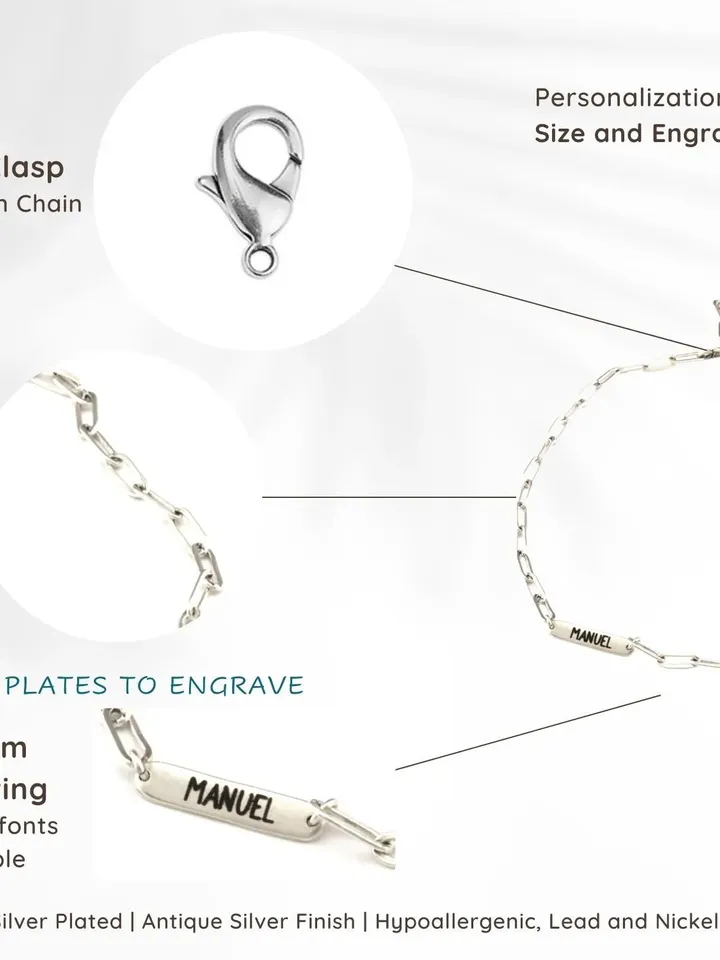 Personalized NAME NECKLACE with Multiple Charms | Aesthetic Custom Engraved Paperclip Chain Necklace | Minimalistic Necklace for Mom/Grandma