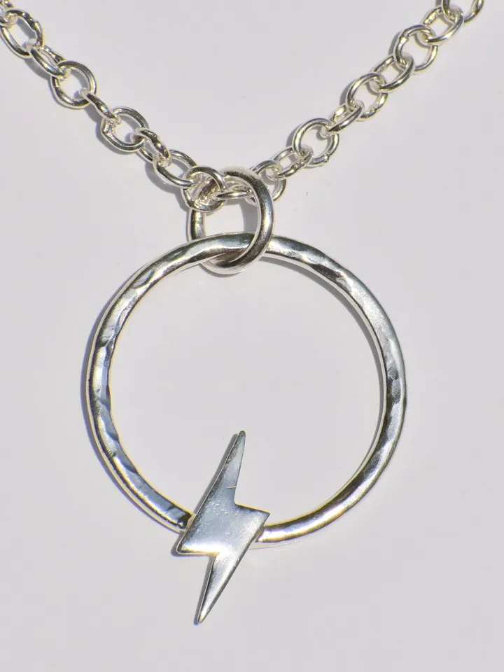 Hollow Circle Pendant, Silver Necklace, Flash Lighting Necklace, Open Circle Necklace, 925 Sterling Silver Necklace, Thin Round Ring Pendant