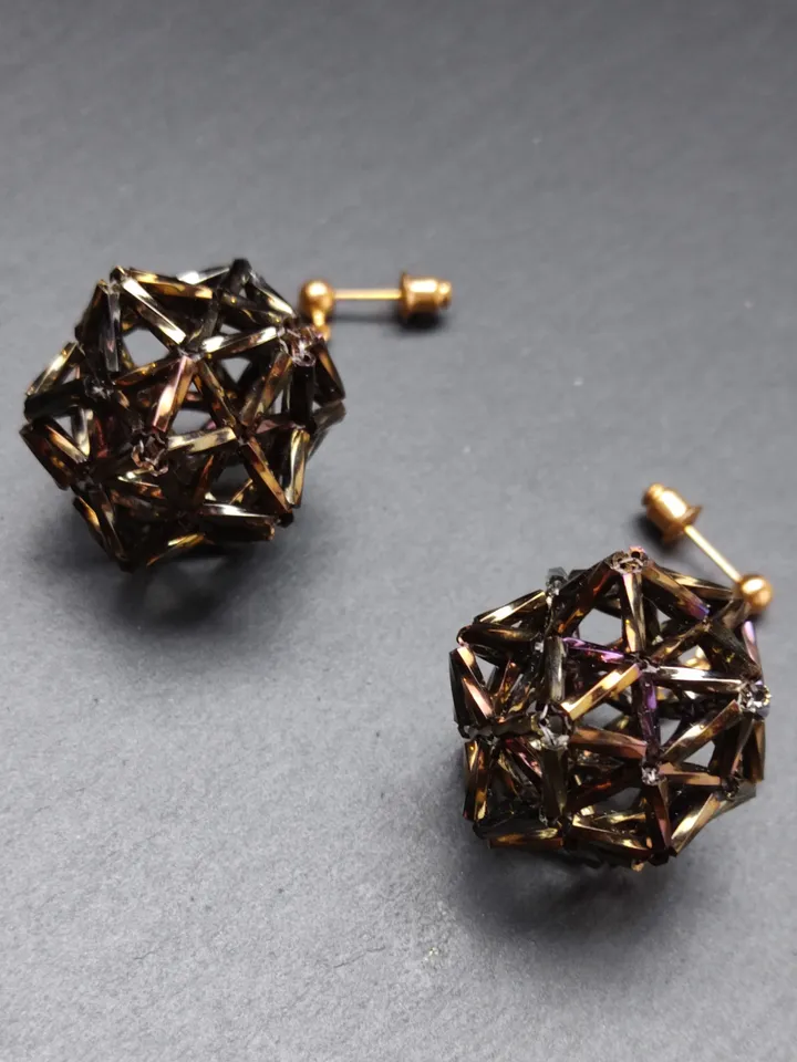 Earrings geometric beaded shiny light large voluminous sparkling light