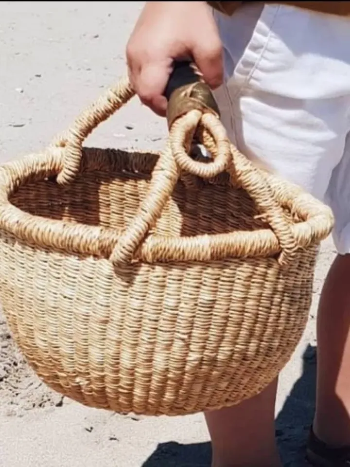Baby Boy and Girl Gift Basket, African Bolga Market Basket, Fruit Harvest Basket, Straw Bag