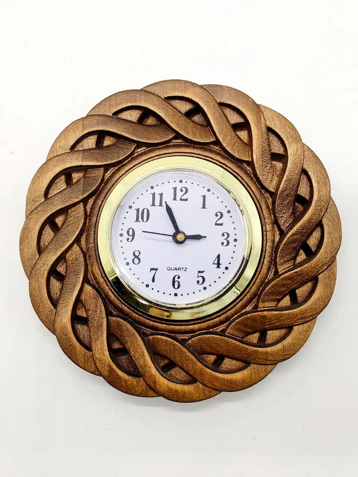 Small wooden clock, wall clock, Rustic wall clock, Wooden wall clock, Wooden Carver Panel, Wooden wall decor, carved wood wall art