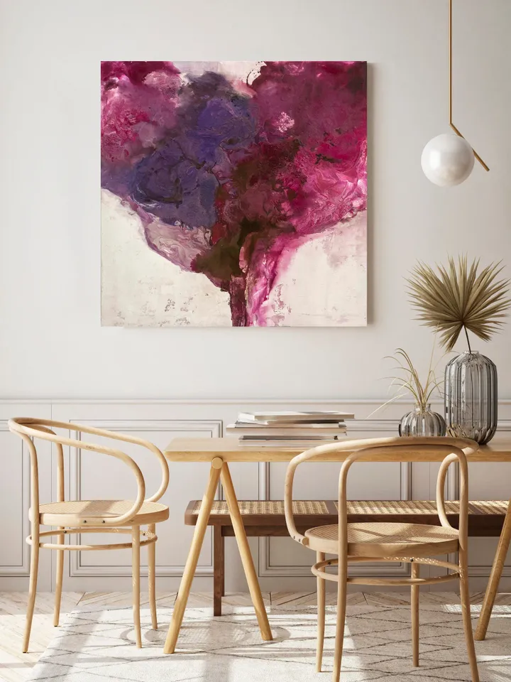 Extra Large Square Painting Pink, Fluid Abstract Painting Pink, Original Abstract Pink on Canvas, Fluid Textured Wall Art, Flui Art