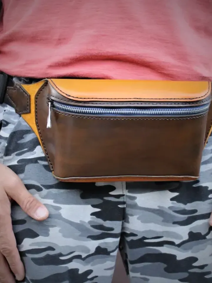 Leather pattern - waist bag / banana bag / fanny pack / bum bag.BG2