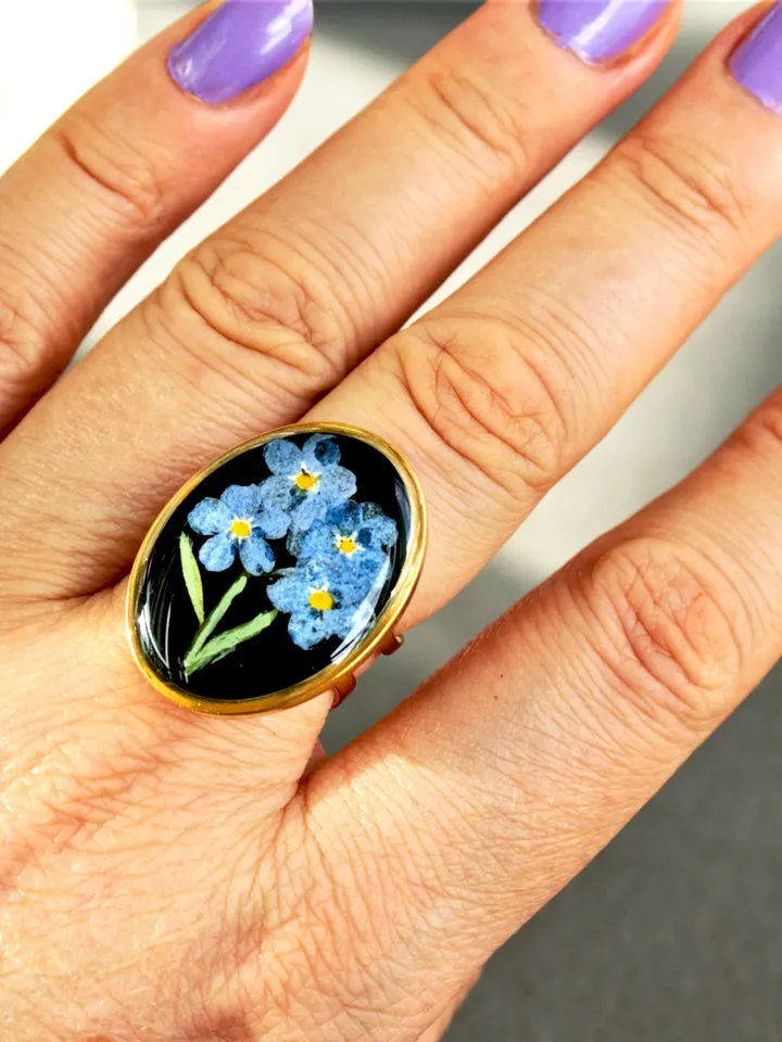 Cocktail ring Flower ring Forget-me-not ring Floral jewellery