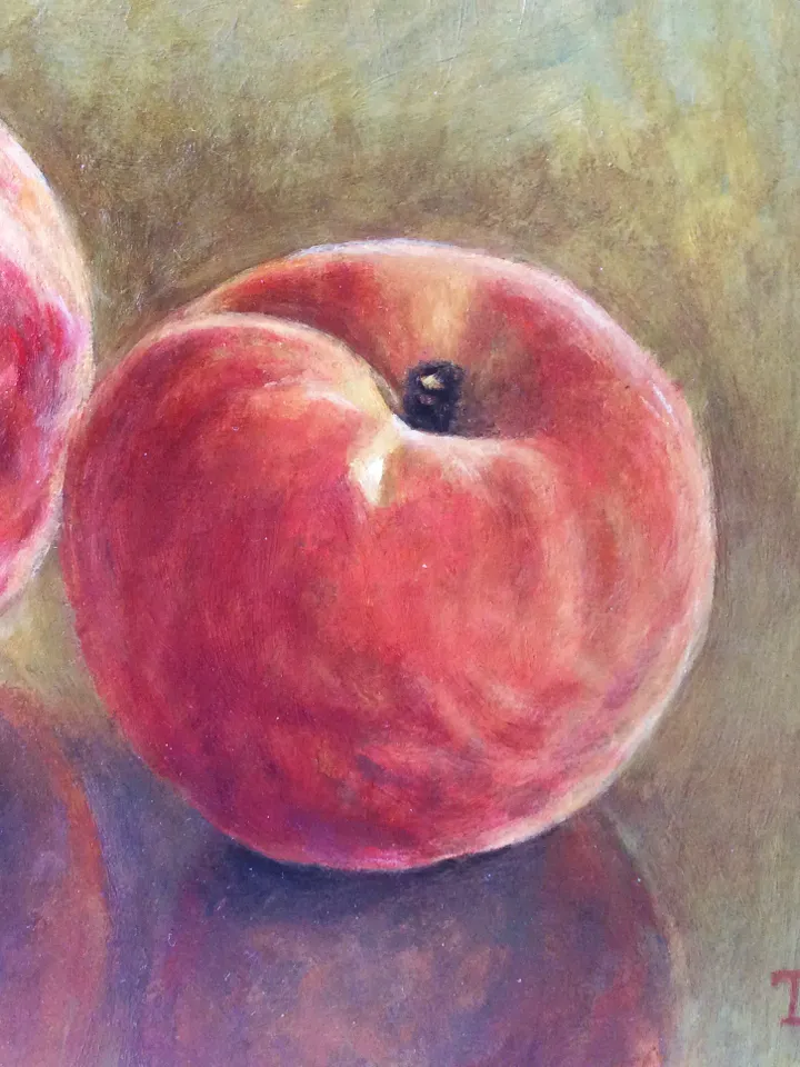 "Peaches" fruit oil painting still life original wall art picture small
