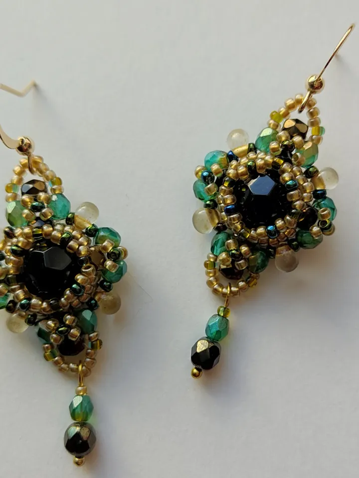 Black agate earrings beaded earrings dangle earrings boho earrings like vintage Victorian