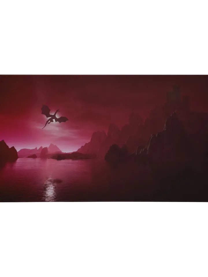 Red Dragon Gaming Mousepad | Fantasy Landscape TTRPG Battle Mat, DnD Dice Rolling Mat, Wide Gaming Mouse Pad, Pathfinder Combat Mat