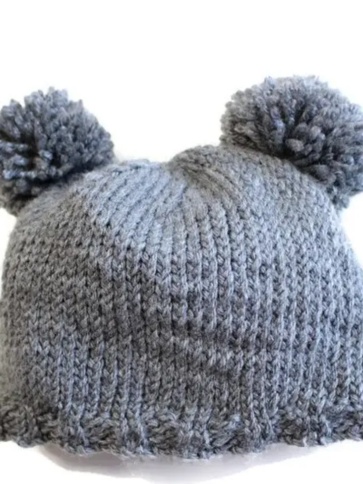 Double Pom Pom Beanie Hat, Pom Winter Beanie, Winter Accessories for Boys and Girls, Gifts for Her, Fur Fluffy Pom-Poms, Unisex Knit Beanie