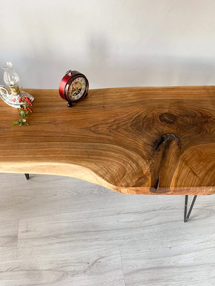 Walnut Wood Coffee Table, 41"x21"x2" Live Edge Coffee Table, Large Coffee Table, Unique Coffee Table
