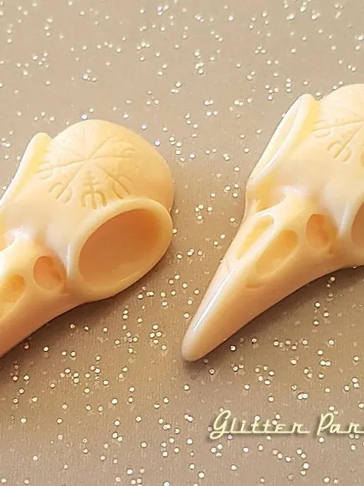 Crow Skull - Boucles d'Oreilles - Squelette de Corbeau - Bijoux Psychobilly Gothique - Crâne de Corbeau - Taxidermie - Glitter Paradise®