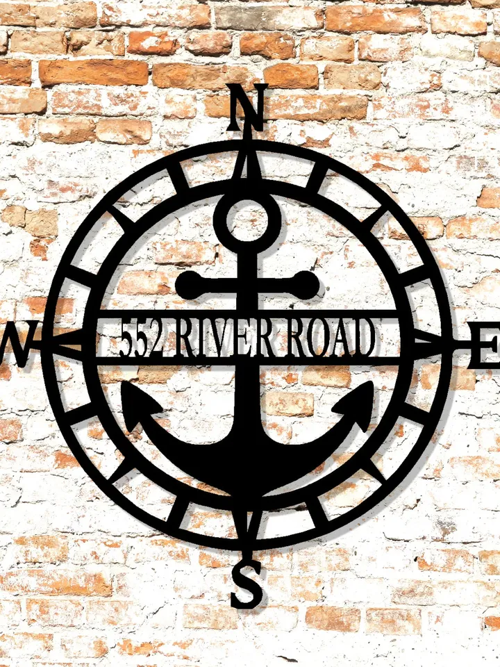 Anchor Compass Personalized Name Sign, Custom Anchor Compass Decor, Nautical Decor, Porch Decor, Beach Lake house Decor, Fathers day gift