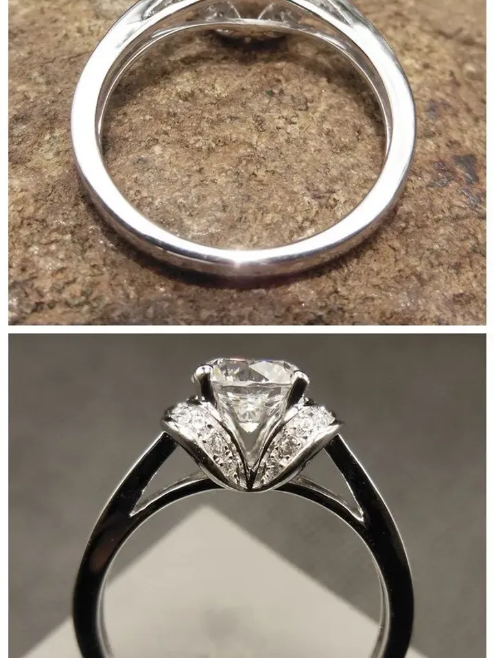 Solid 14K White Gold 6.5MM Round Ring / Engagement  Ring / Semi Mount Ring