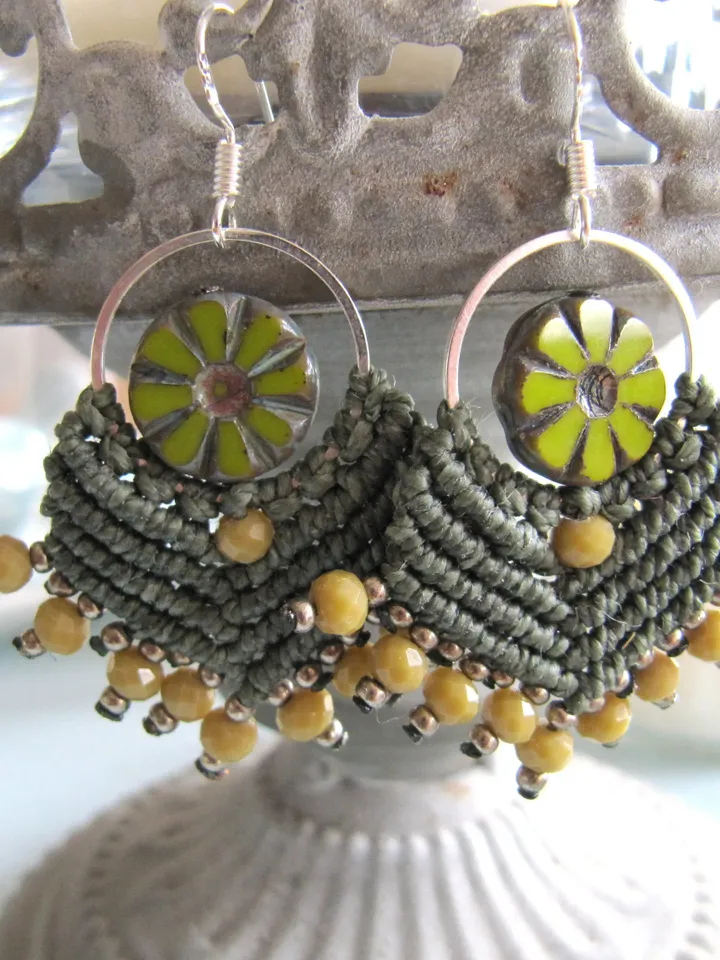 Macrame Earrings, Boho Chic Macrame Earrings, Handmade Macrame Earrings, Boho Earrings, Gipsy Earrings, Gift for Women, Hippie