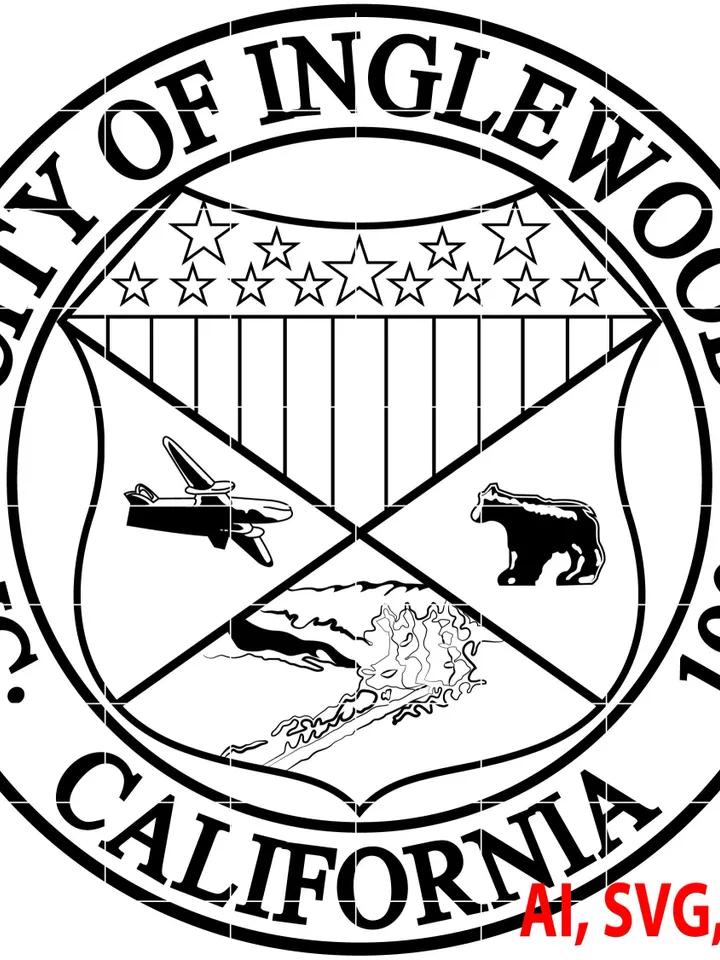 State of California City of Inglewood Badge, Logo, Seal, Custom, Ai, Vector, SVG, DXF, PNG, Digital
