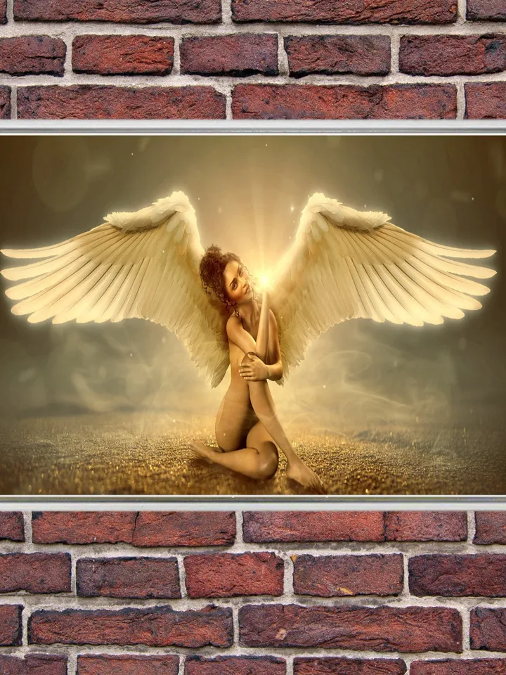 Angel woman Print on Canvas , Floating Frame Option, Modern Wall Art, Extra Large Canvas Wall Art