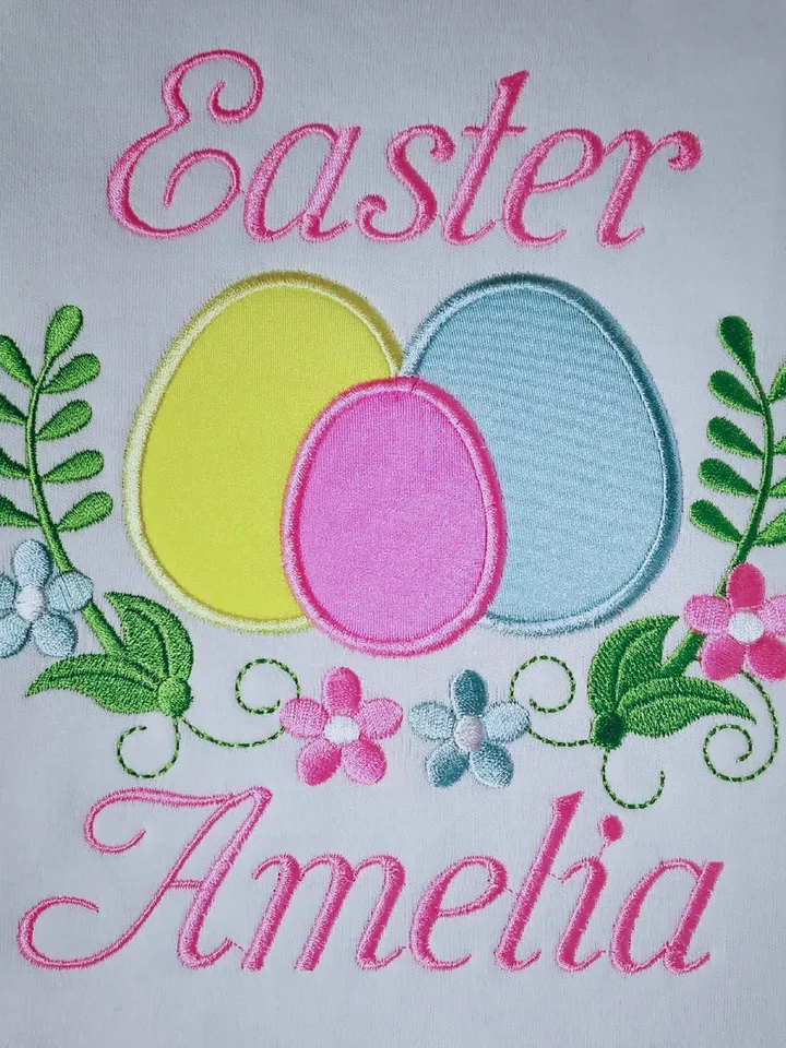 Easter Day with Flowers My first Easter Easter Cutie Rabbit Design applique for Machine Embroidery