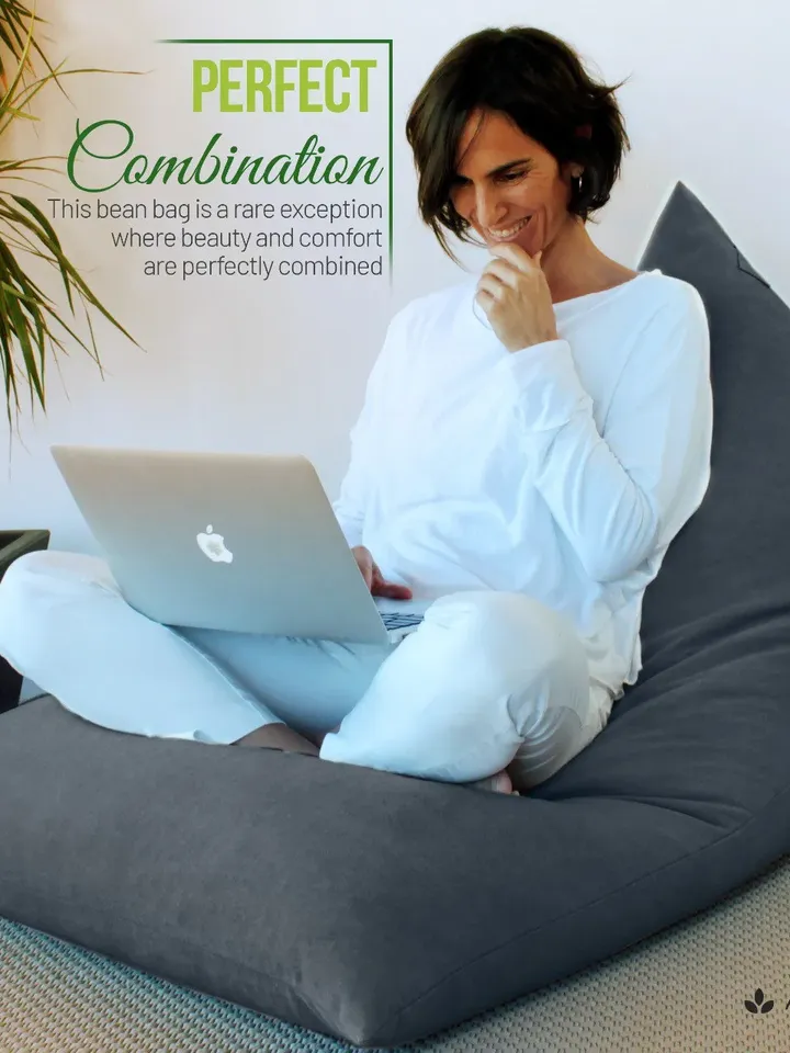 Bean bag modern chair for adult with padding included - Giant design puff for Salon - Children's pouf XXL Grey