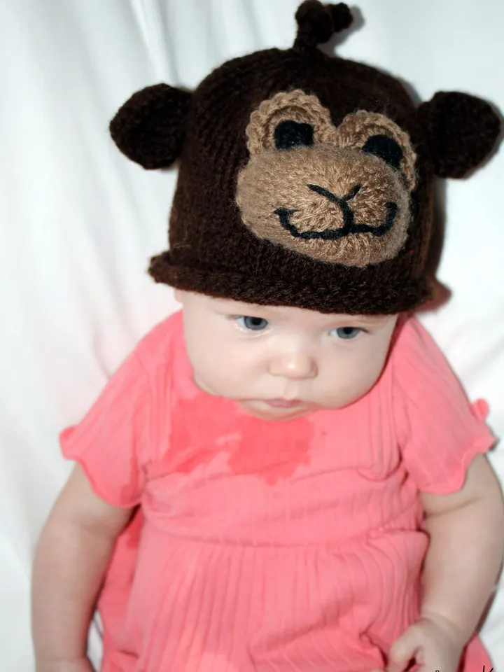 Knitted Monkey Hat, Wild Animal Photo Shoot, Safari Themed Party, Child Hats, Gender Reveal, Toddler, Child, Sizes: 1-3 Years & 4-12 Years