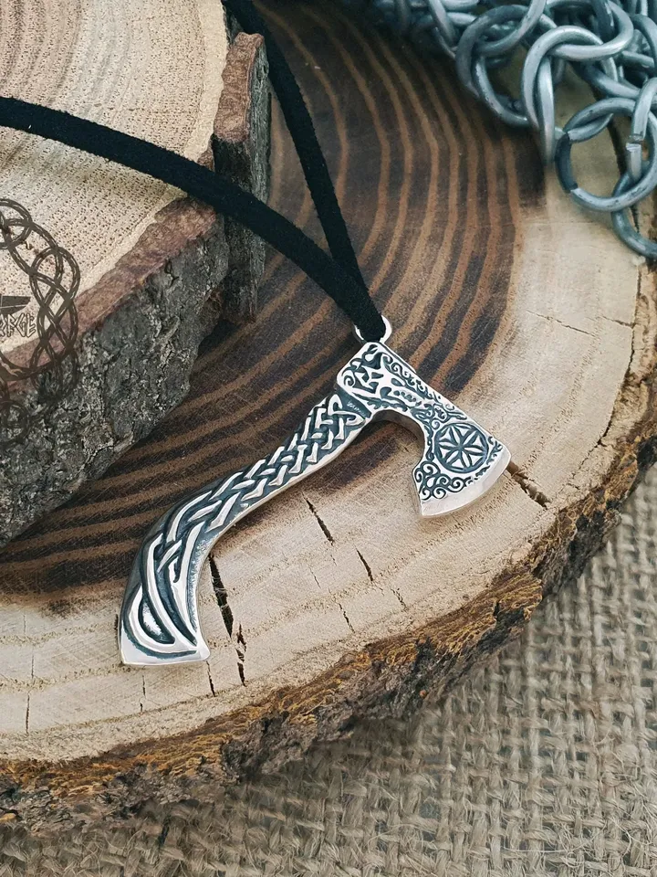 Viking Axe Pendant Sterling Silver Battle Axe Pendant Berserk Symbol Scandinavian Jewelry Norse Viking Jewelry