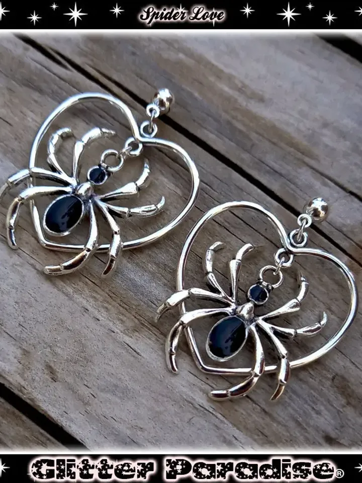 Spider Love - Boucles d'Oreilles - Bijoux Araignées - Bijoux Gothique de Sorcière - Bijoux Halloween - Ghoul - Araignée - Glitter Paradise®