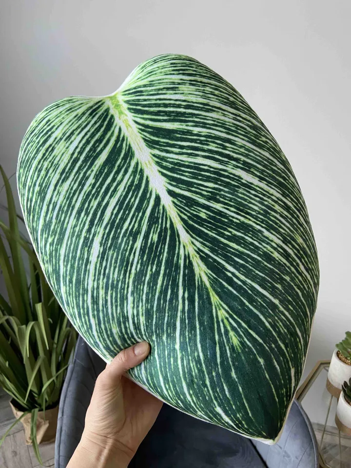 Philodendron Birkin pillow / Philodendron Birkin / Birkin leaf cushion / plant lover gift / plant pillow / leaf pillow / Birkin pillow