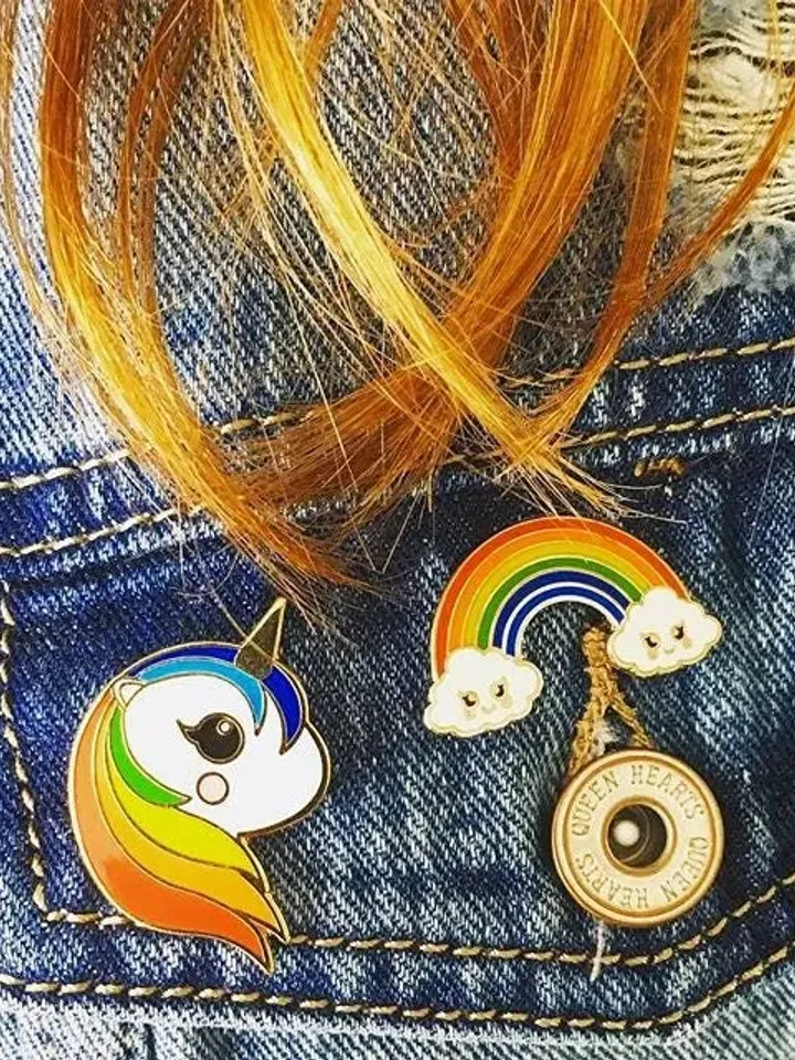 Unicorn lapel pin rainbow enamel pin badge is a cute kawaii rainbow gift for her or him and every unicorn kawaii lover.