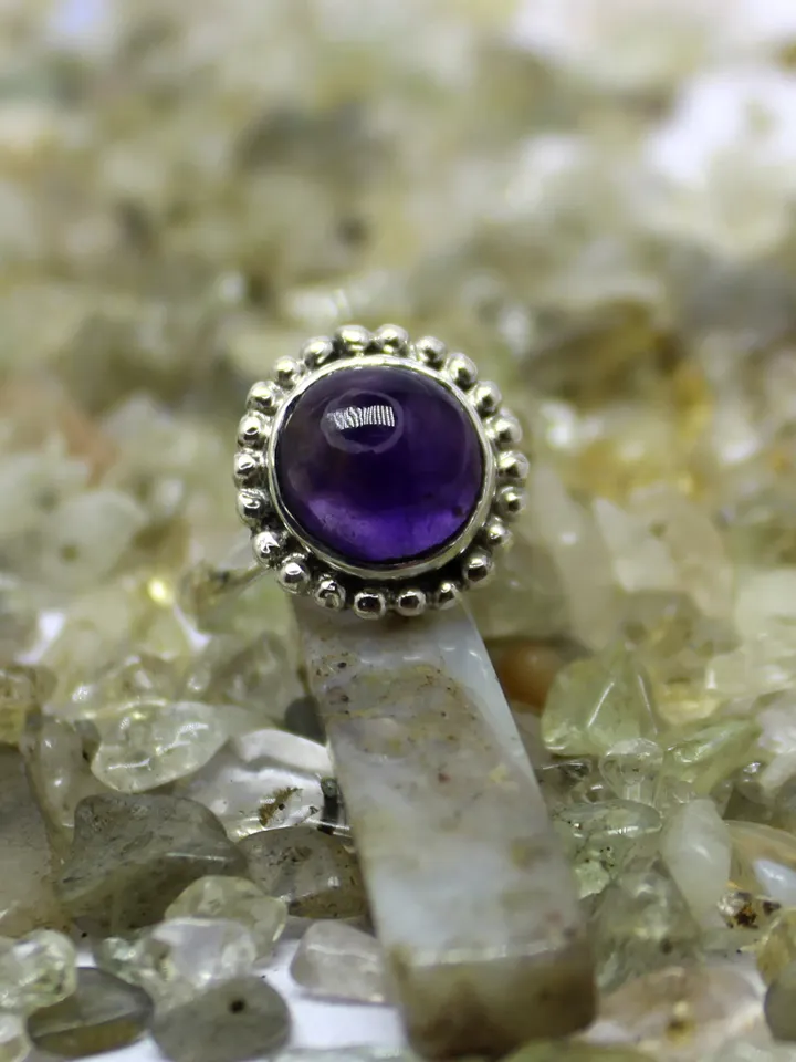 Natural Amethyst Ring, Statement Ring, Women Ring, Boho Ring, Amethyst Jewelry, 925 Sterling Silver Ring, Midi Ring, Birthstone Ring
