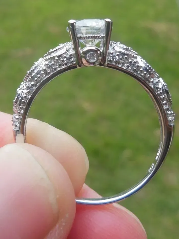 Round 6.5MM in Solid 14K White Gold Fashion Semi Mount Ring,Diamond Ring,Engagement Ring, Unique Ring