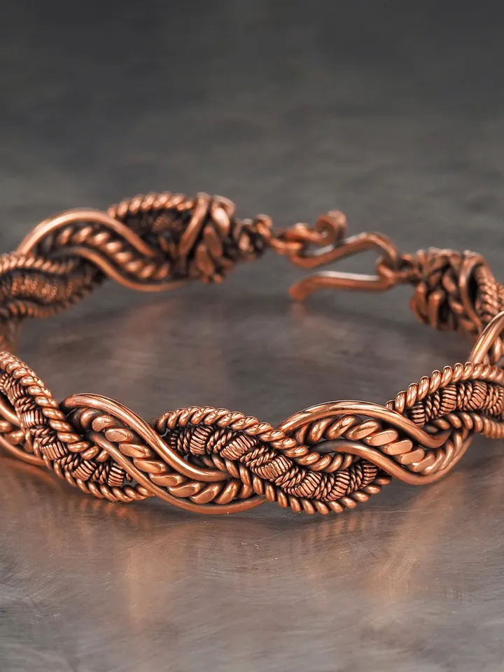 Copper wire wrapped bracelet for woman Unique artisan jewelry Handmade 7th Anniversary gift idea WireWrapArt jewellery