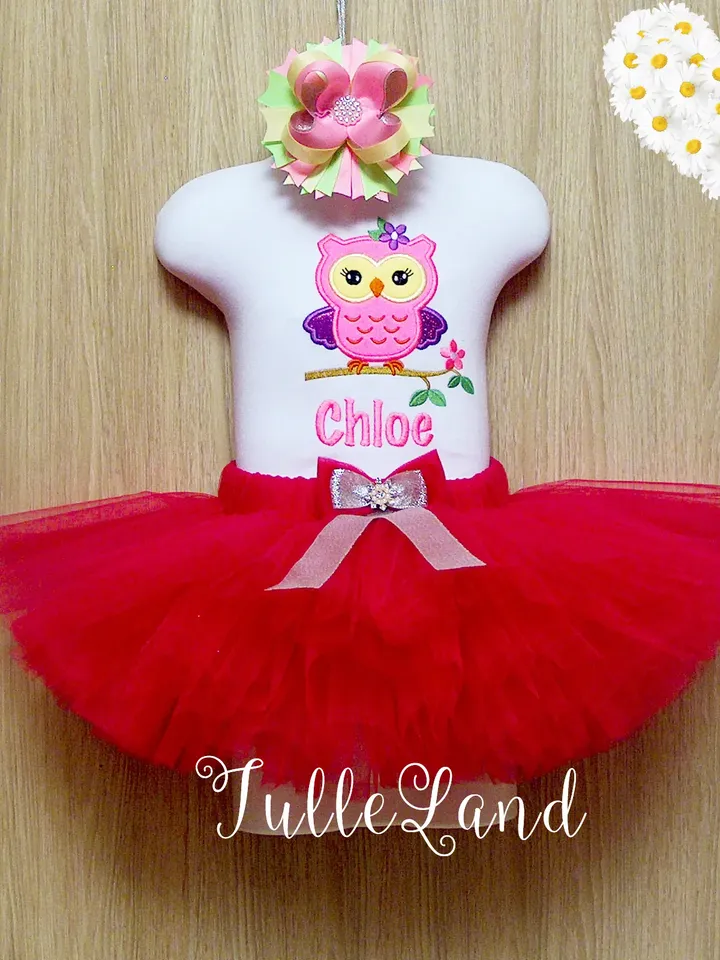 Owl Birthday for girl Design Applique for Machine Embroidery