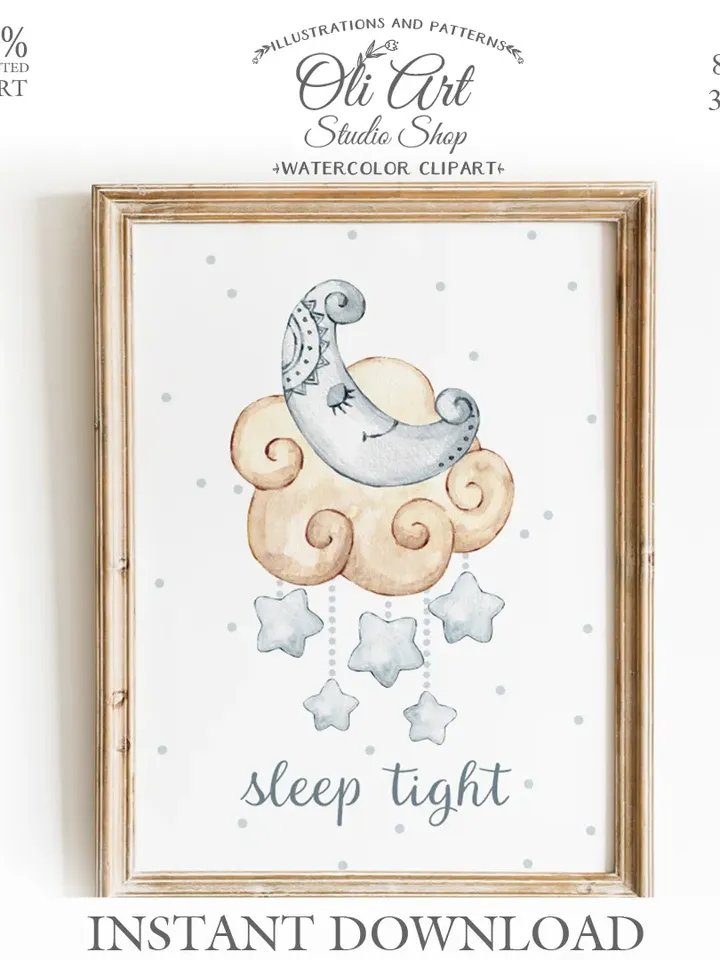 Baby Prints, Nursery Decor, Baby Room Decor, Baby Art, Baby Animal. Png File, Hand Drawn graphics. OliArtStudioShop