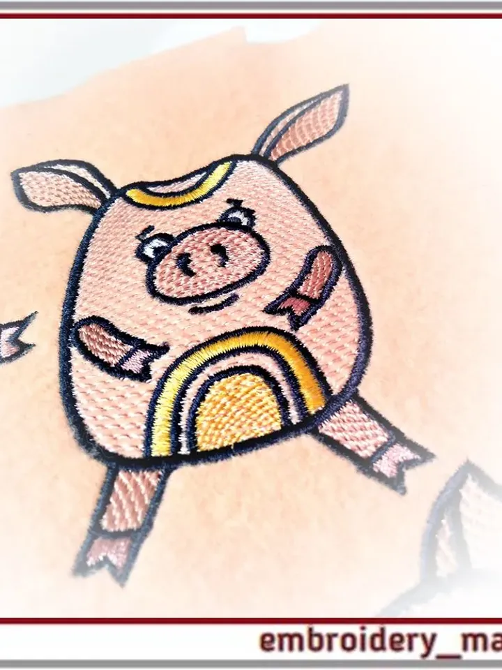 Machine embroidery design for child Cheerful pig 2