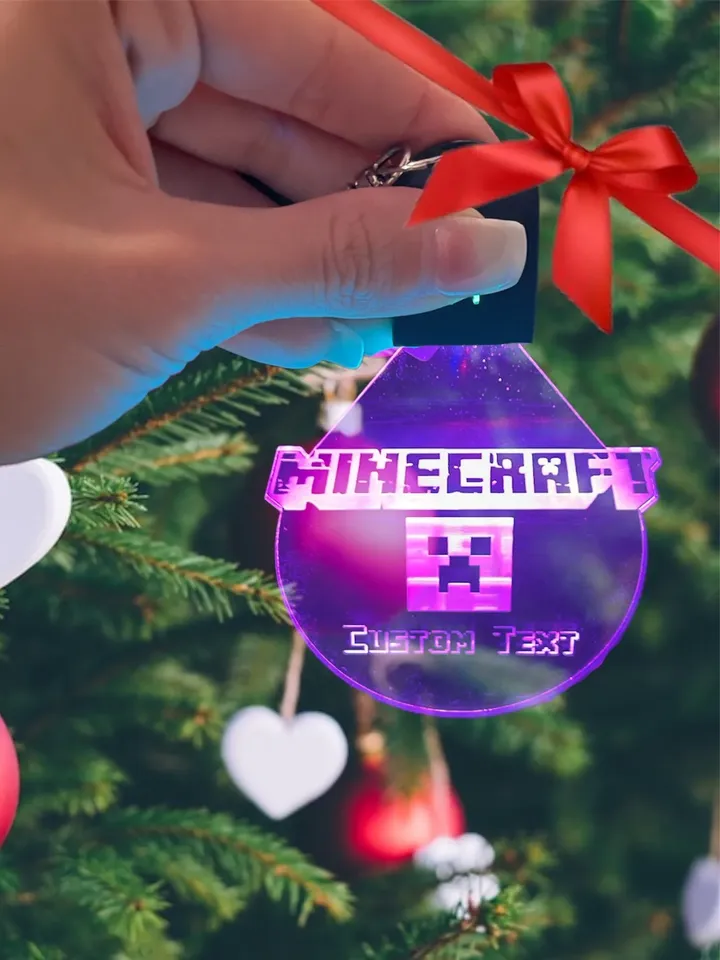Minecraft Acrylic LED Light Up Personalized Christmas Ornament/Backpack Charm