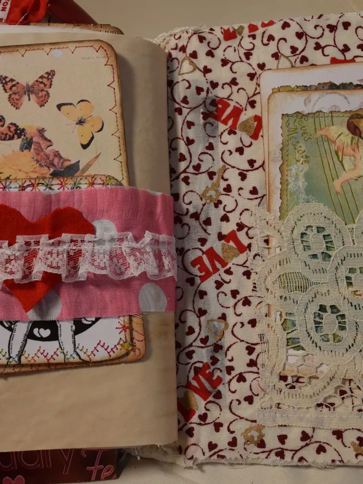 Devotion- Love Themed Junk Journal-Fabric Romantic Junk Journal-Handmade Diary